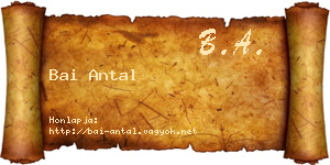 Bai Antal névjegykártya